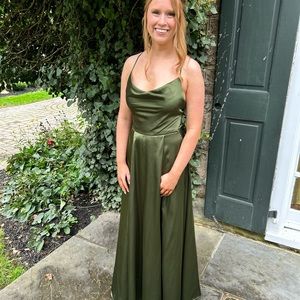 David’s bridal martini olive bridesmaid dress